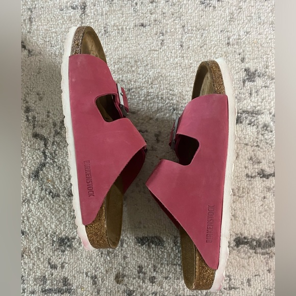 Arizona Birkenstocks Big Buckle Mauve Pink Leather Slip-on Slides Sandals 39 - Picture 5 of 10